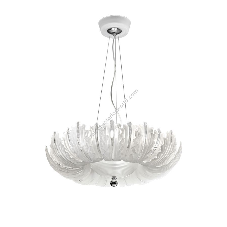 Pendant lamp / Shiny Nickel finish / Etched glass type / cm.: 123 x 80 x 80 / inch.: 48.42" x 31.50" x 31.50"