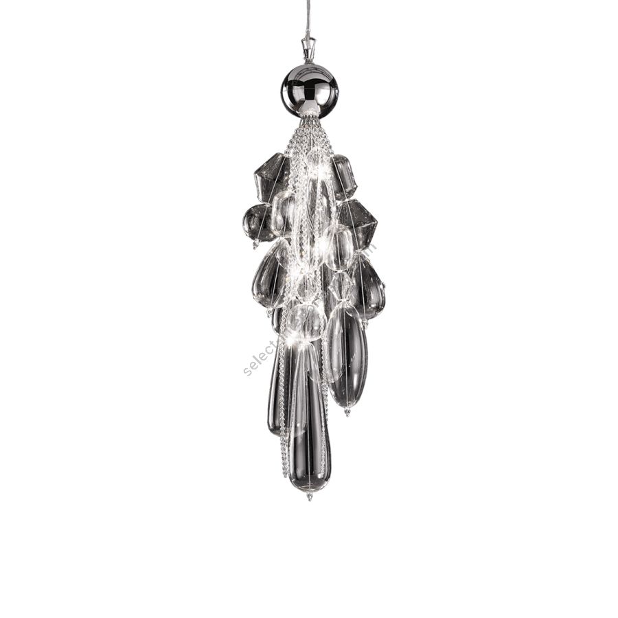 Elegant pendant lamp / Chrome finish / Transparent glass / SW®E (Crystals from SWAROVSKI®) Transparent pendants