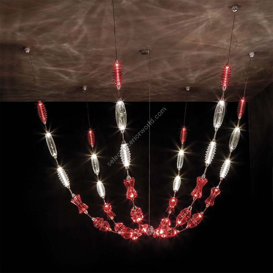 Suspension led lamp / Colored (ruby, diamond) glass diffuser