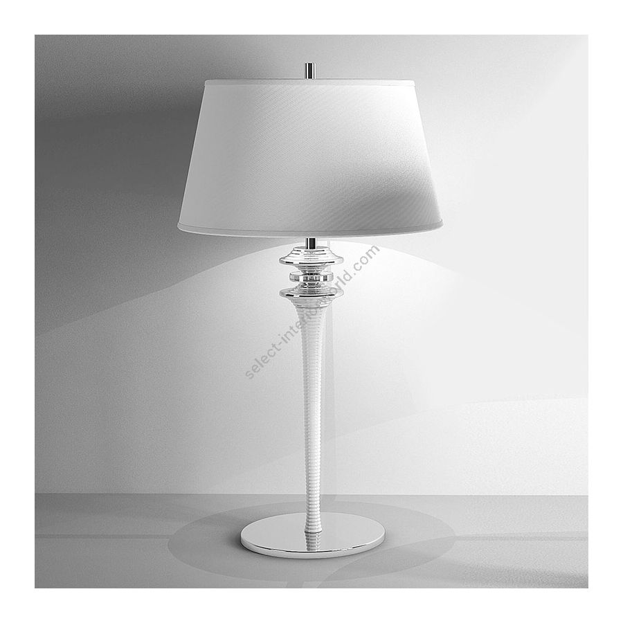 Table lamp / White metal finish / Transparent glass / Cotton-ivory lampshade