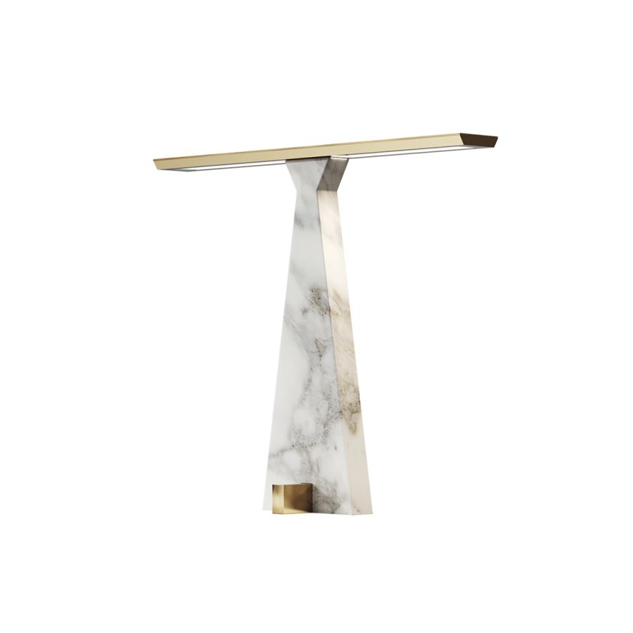 Table lamp / Brushed light gold finish / Gold Calacatta marble base