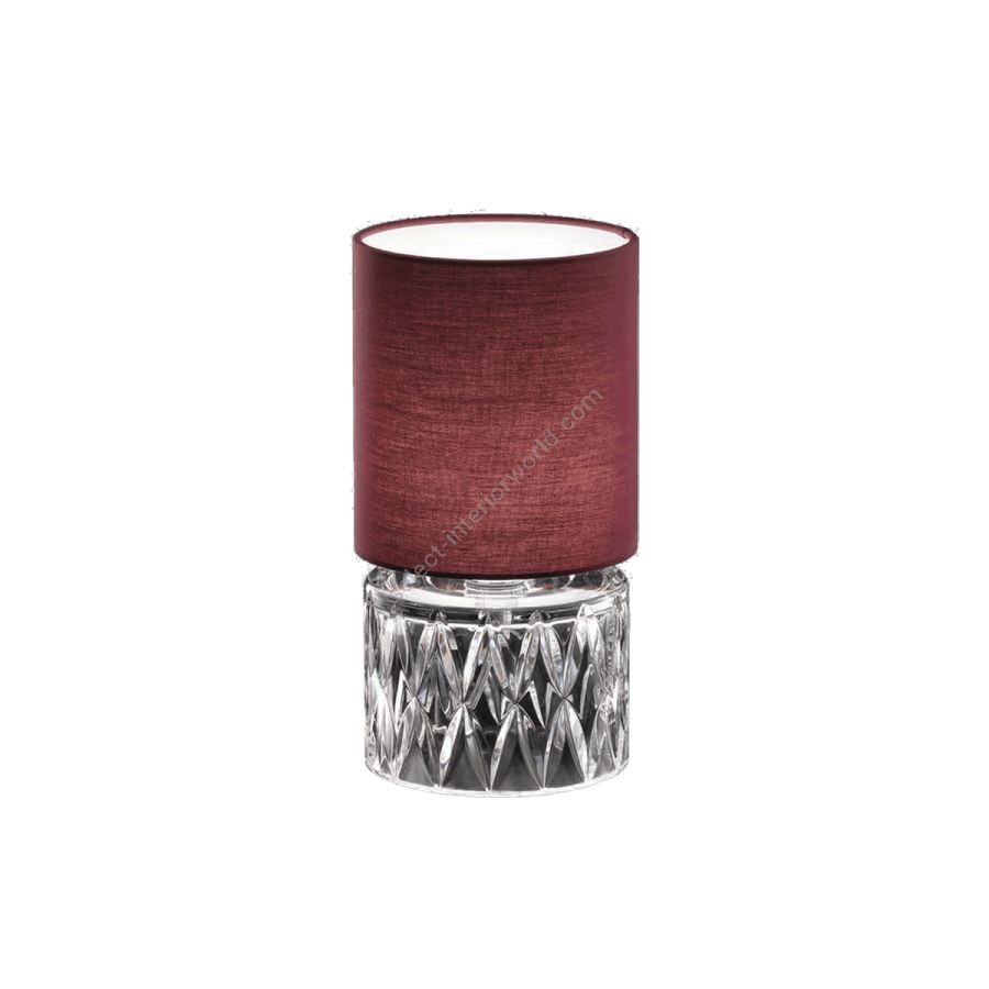 Table lamp / Transparent crystal glass / Bordeaux fabric lampshade