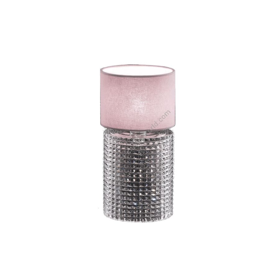 Table lamp / Transparent crystal glass / Pink fabric lampshade