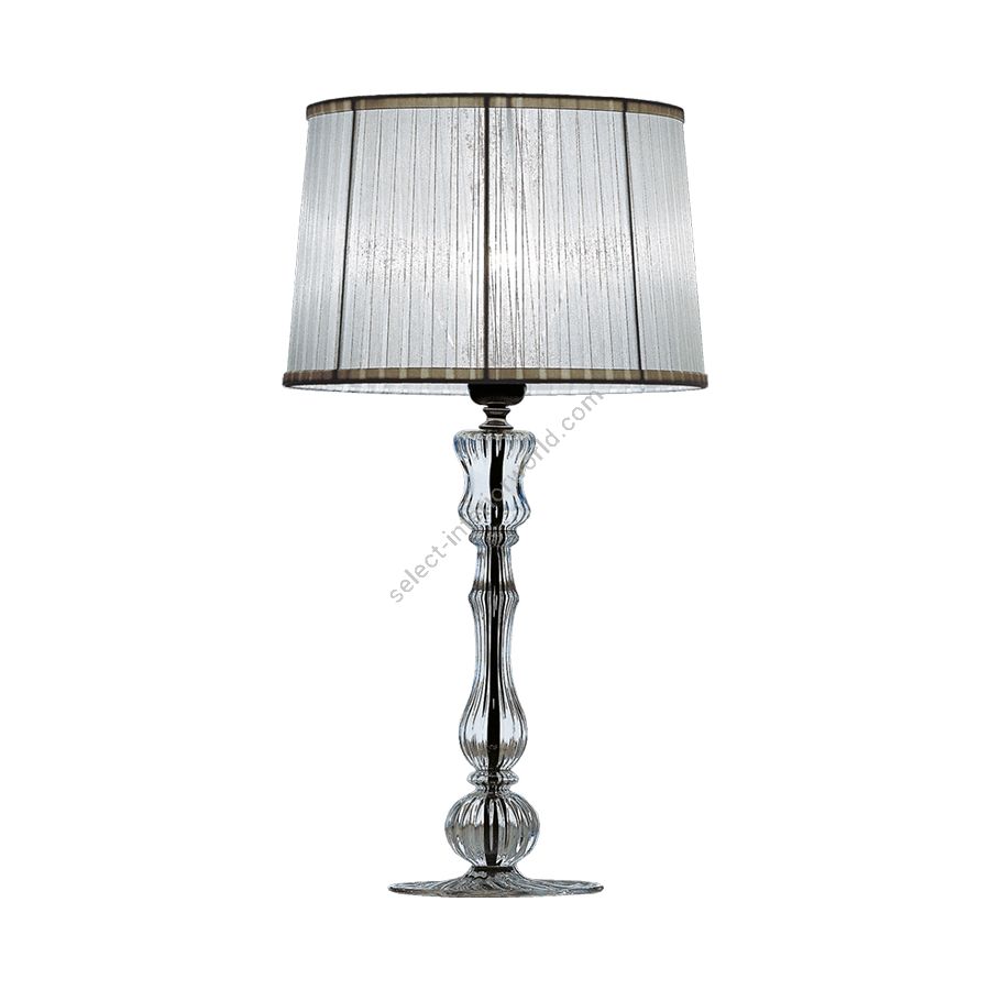 Table lamp / Transparent glass / Organza-grey lampshade / Size (HxWxD) cm.: 53 x 28 x 28 / inch.: 20.8" x 11" x 11"