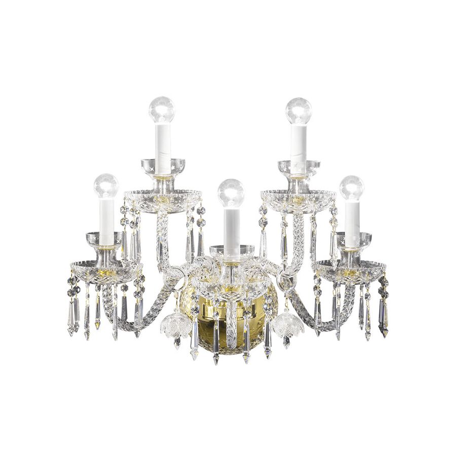 Wall lamp / Shiny Gold finish / Transparent glass / SW®E Transparent pendants / 5 lights (cm.: 40 x 50 x 36 / inch.: 15.75" x 19.68" x 14.17")