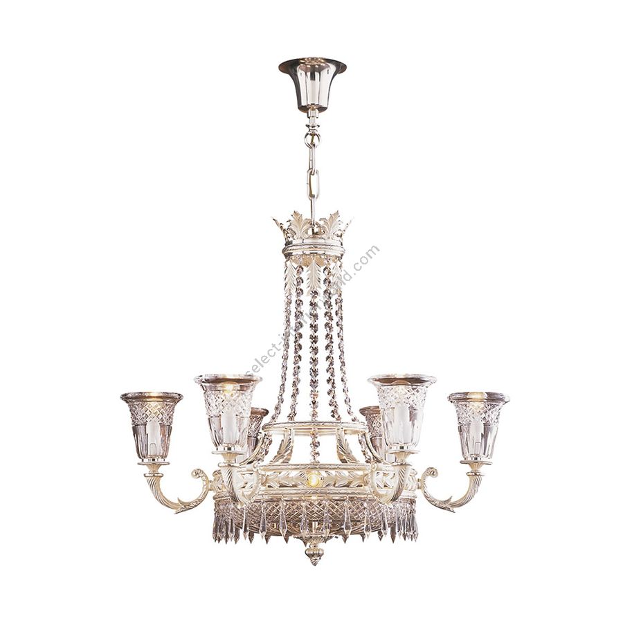 Chandelier / Antique Silver Plated finish / Scholer Crystal