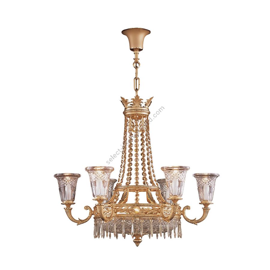 Chandelier / Antique Gold Plated finish / Amber Crystal