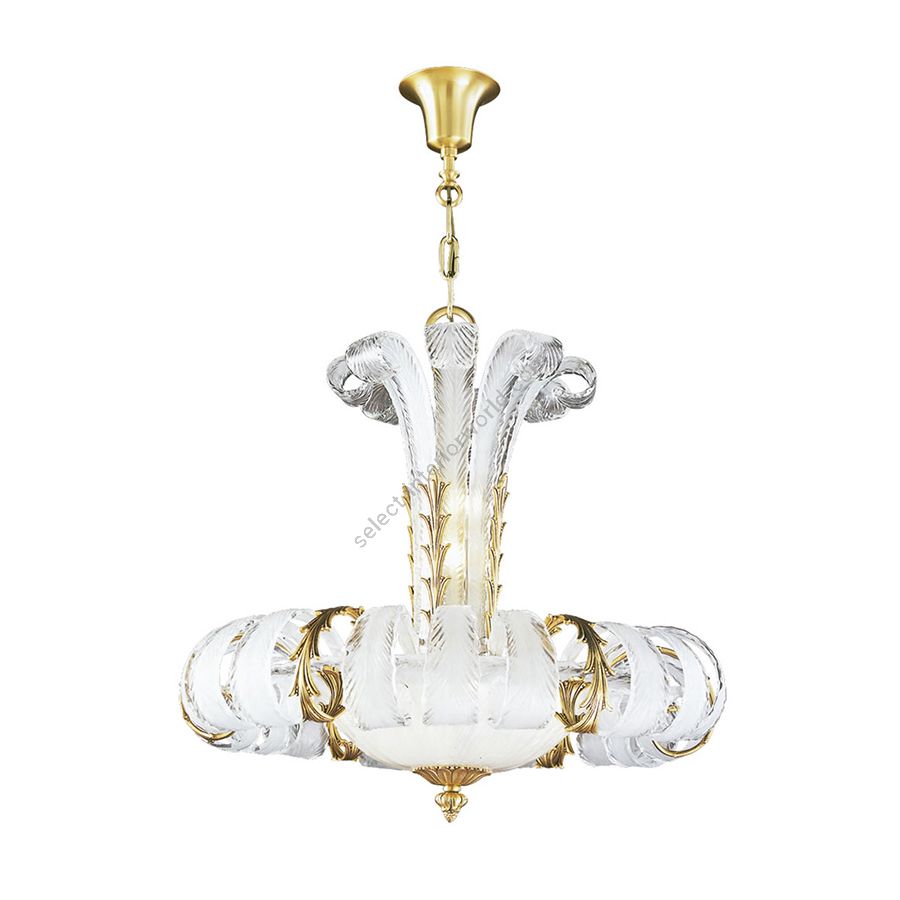Chandelier / French Gold finish / White glass