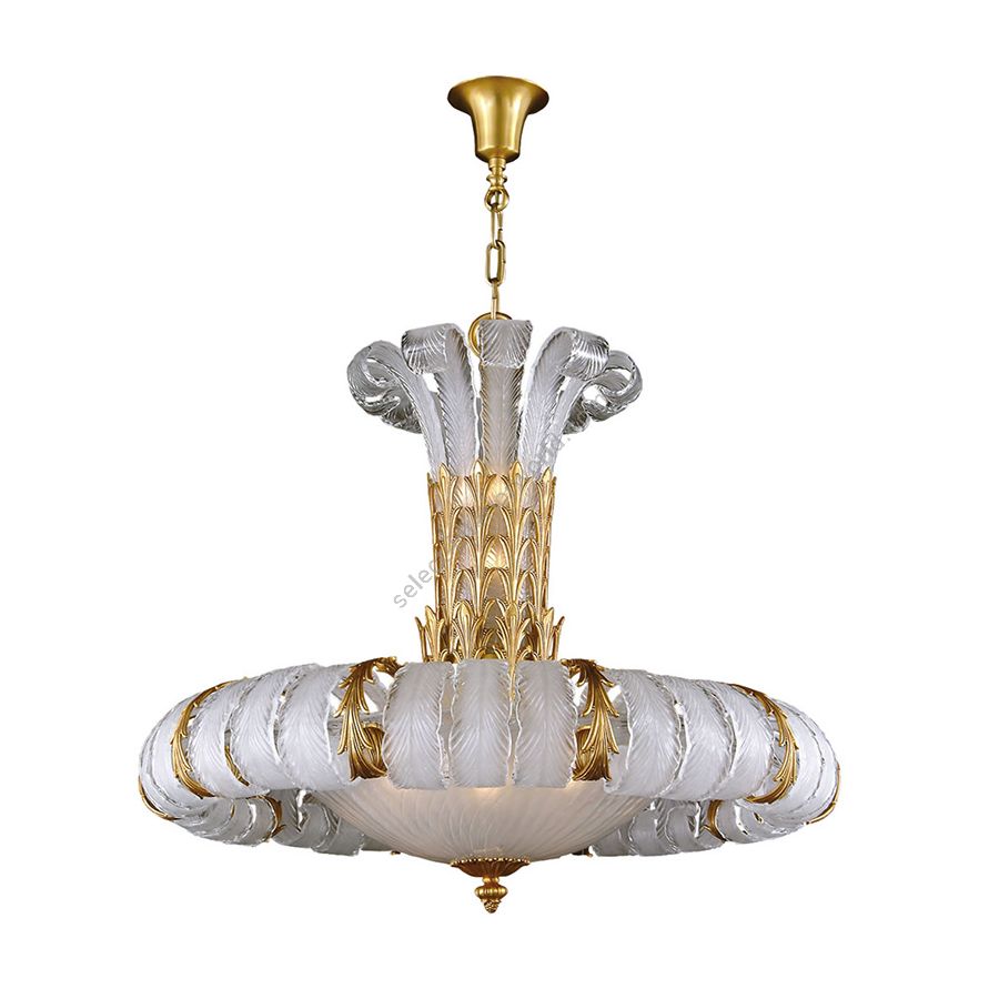 Chandelier / French Gold finish / White glass