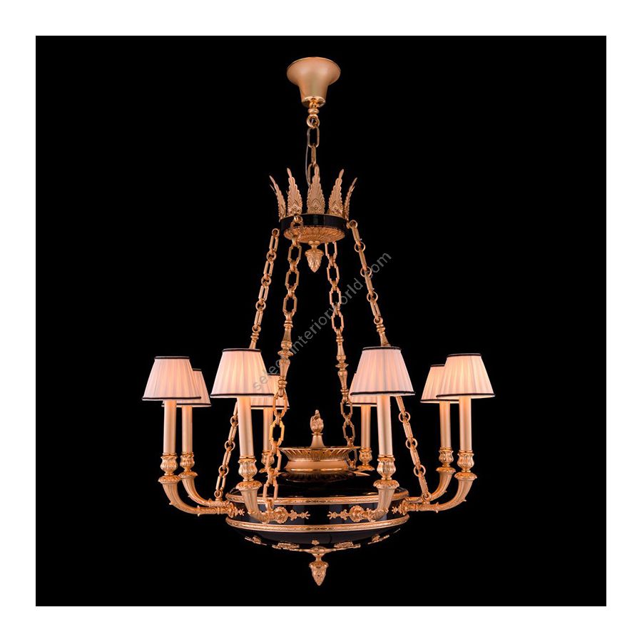 French Gold and Black Trafalgar finish / With White Pleated lamp shades