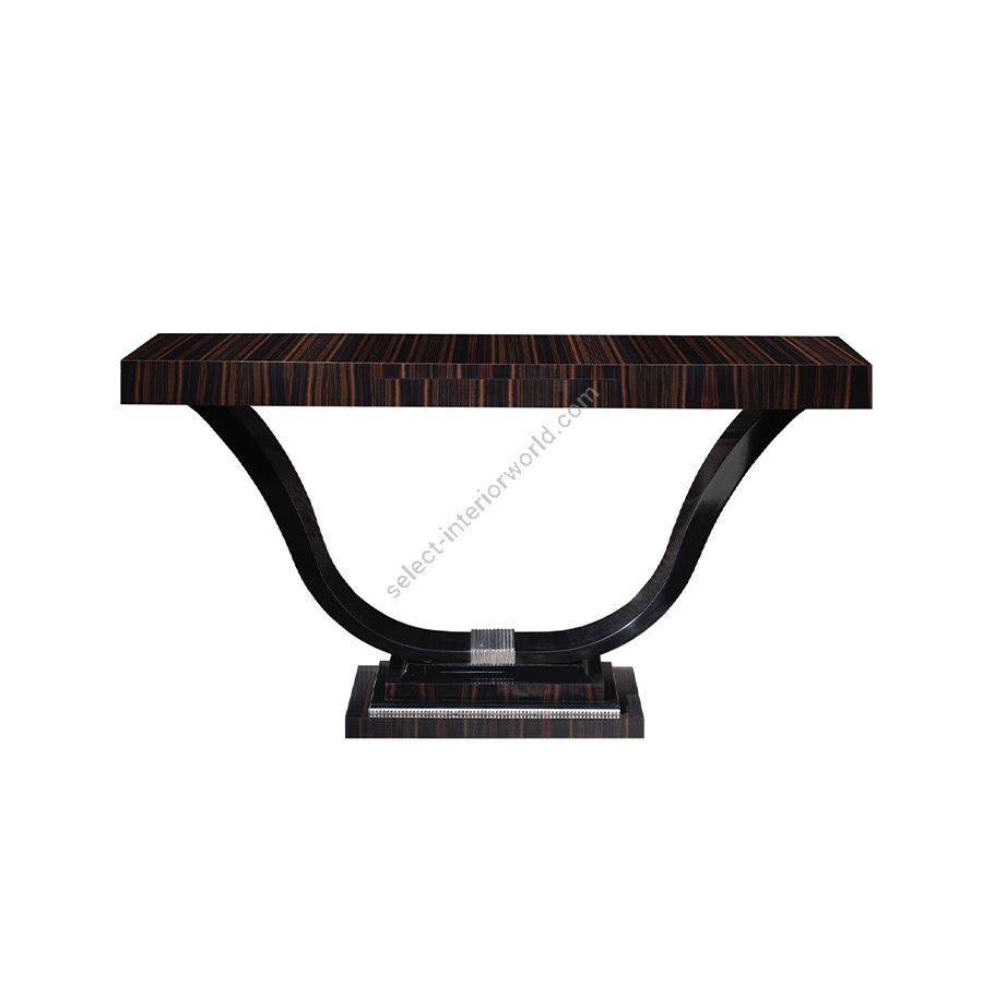 Console table / High Gloss Makassar wood / Polished Silver finish