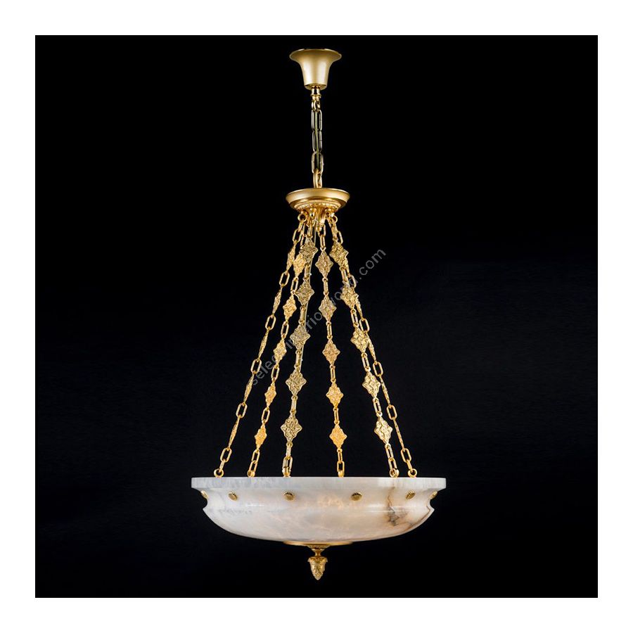 Antique Gold Plated Finish / White Alabaster Lamp Shade