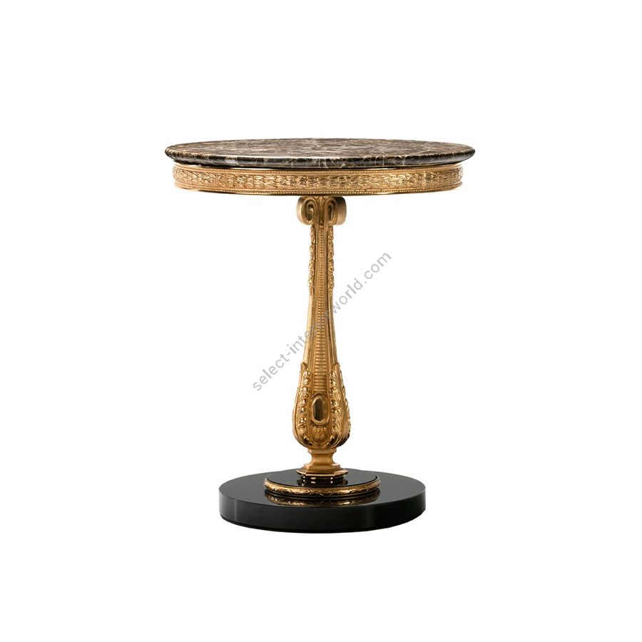 Side table / Black wood / Antique gold plated finish