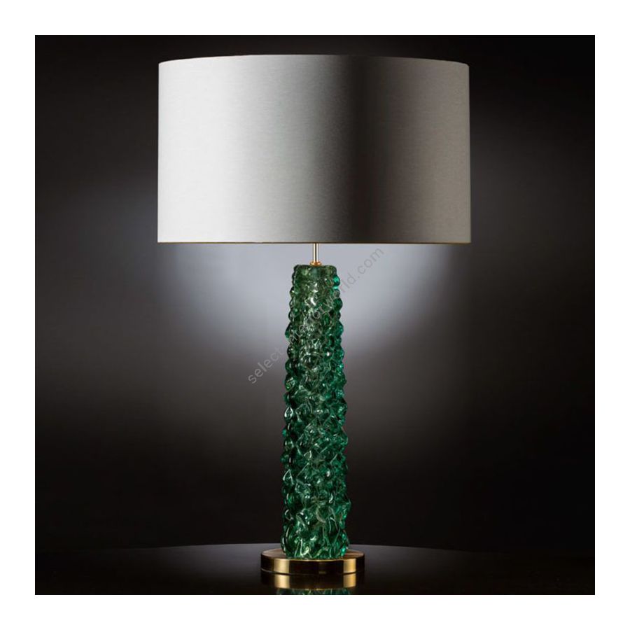 Green Glass / With Beige Plain lampshade