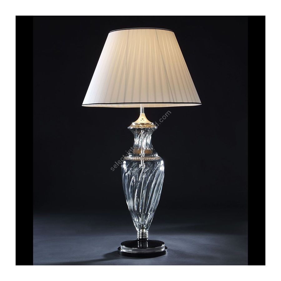 Polished Silver Finish / With white pleated lamp shade