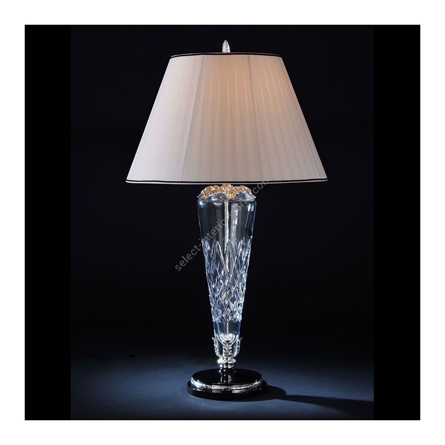 Polished Silver Finish / With white pleated lamp shade