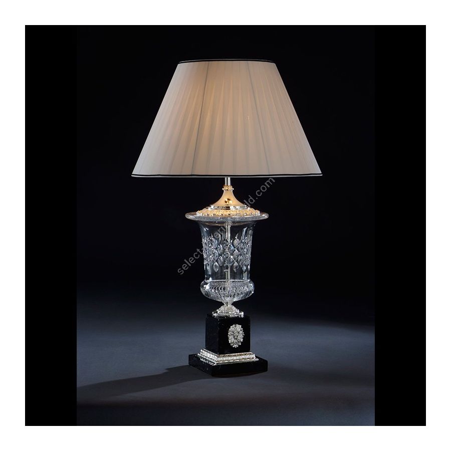 Polished Silver Finish / With white pleated lamp shade