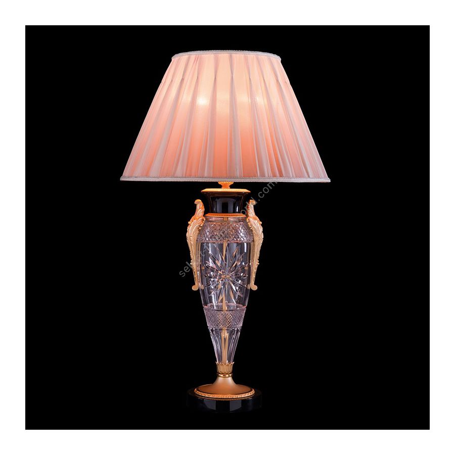 With beige pleated lamp shade