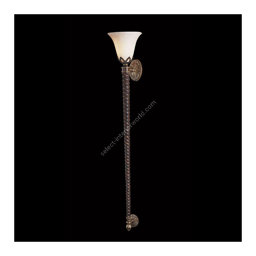 Oxidiced Bronze with Antique Brass Finish / White Alabaster Lamp Shade