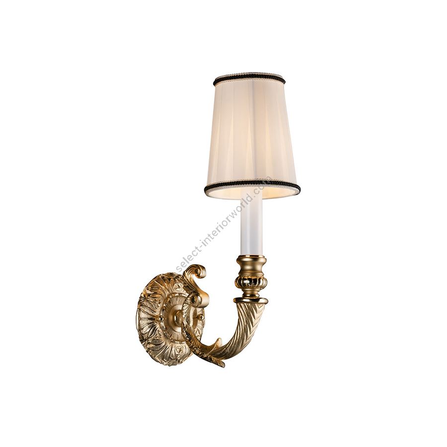 Wall bracket /  Antique Gold Plated finish / Beige pleated lampshade