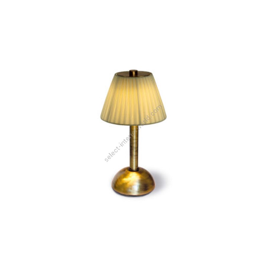 Rechargeable table lamp / Brushed bronze finish / Creponne Avorio lampshade colour