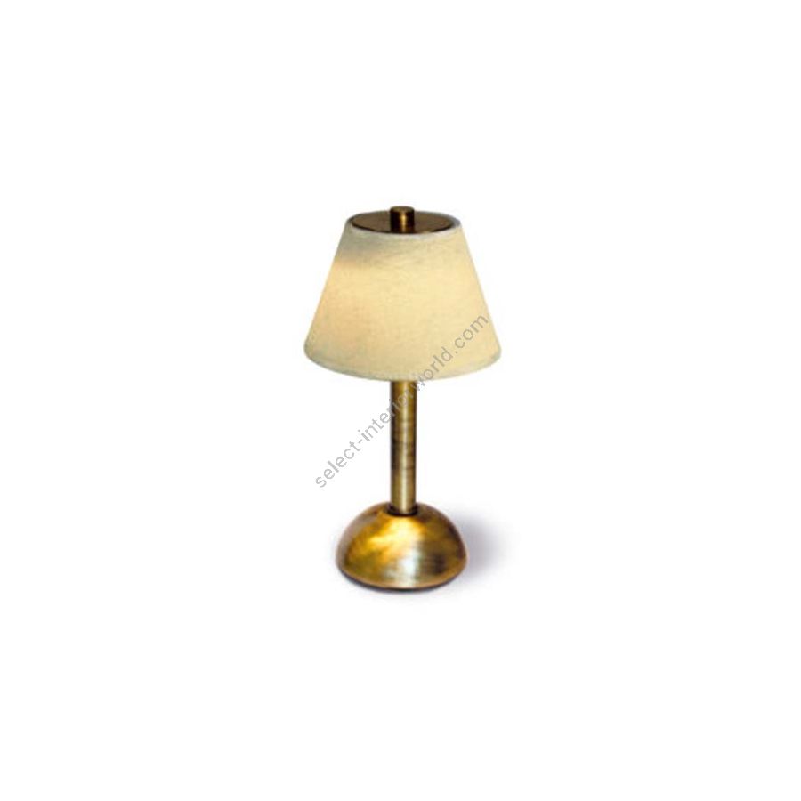 Rechargeable table lamp / Brushed bronze finish / Lino Avorio lampshade colour