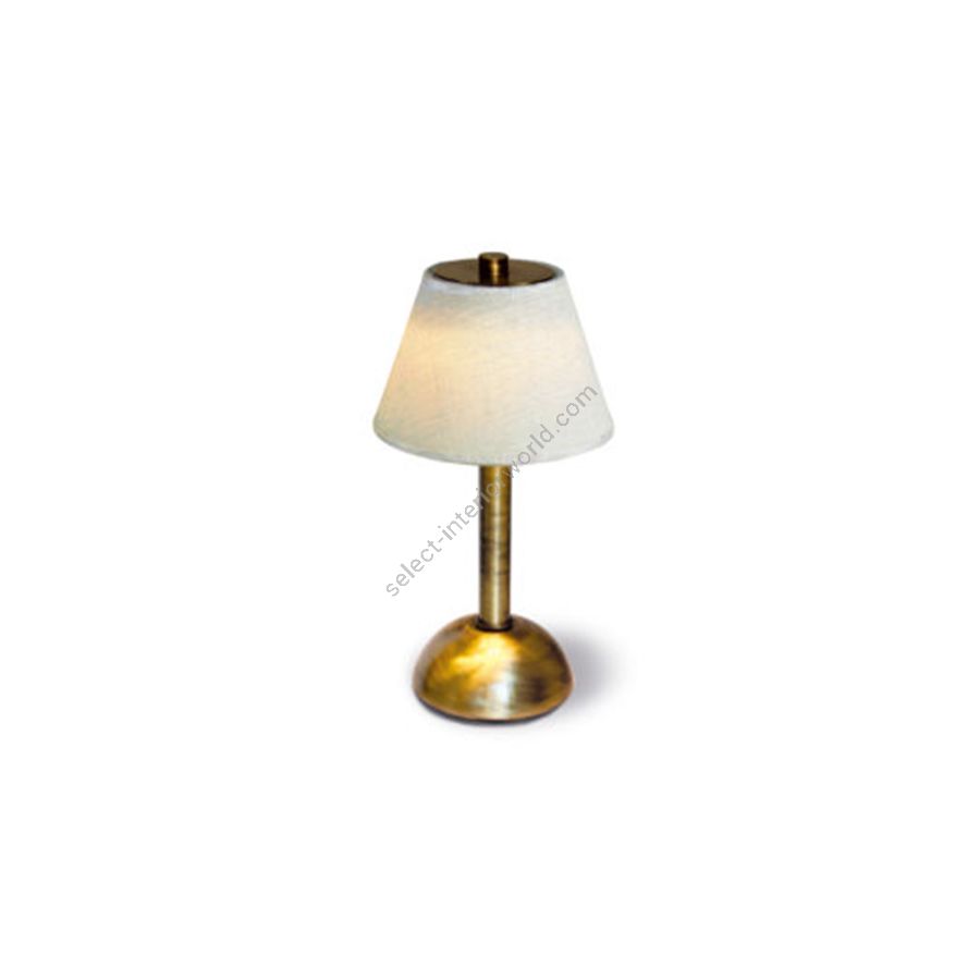 Rechargeable table lamp / Brushed bronze finish / Lino Bianco lampshade colour