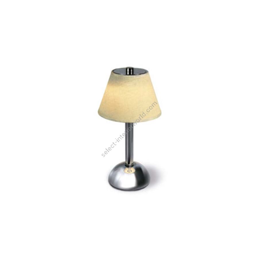 Rechargeable table lamp / Chrome finish / Lino Avorio lampshade colour
