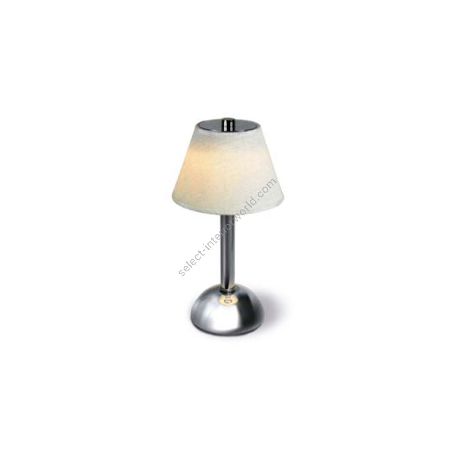 Rechargeable table lamp / Chrome finish / Lino Bianco lampshade colour