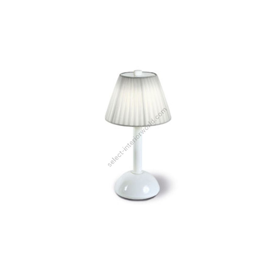 Rechargeable table lamp / White painted finish / Creponne Bianco lampshade colour