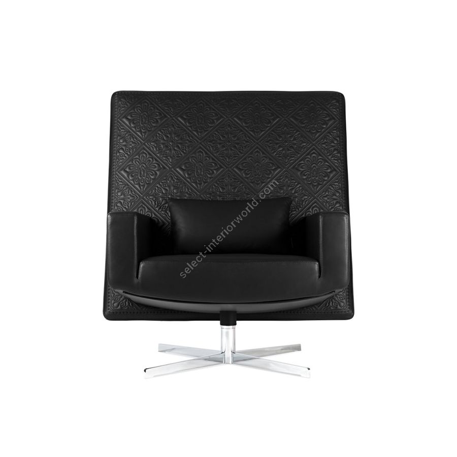 Jackson Chair / Black leather upholstery with signature embroidery