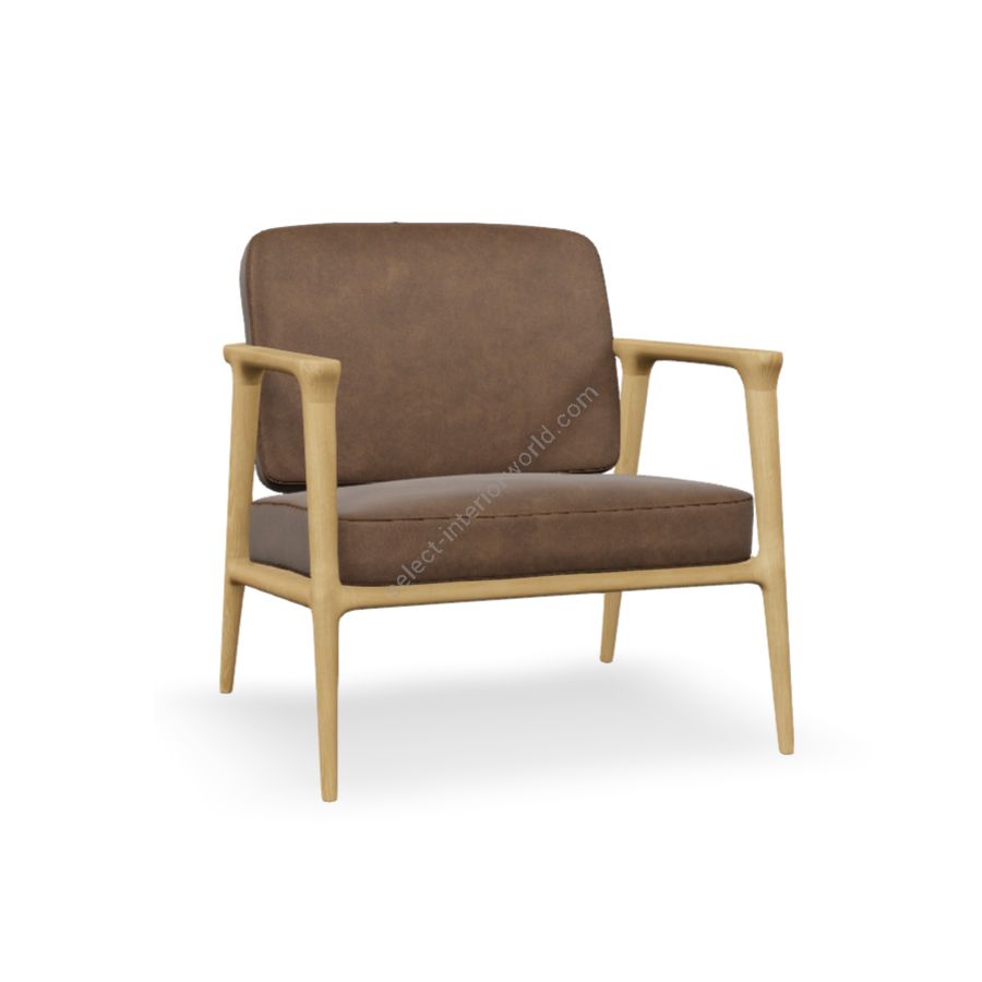 Lounge chair / Oak Stained White Wash finish / Taupe (Abbracci) upholstery