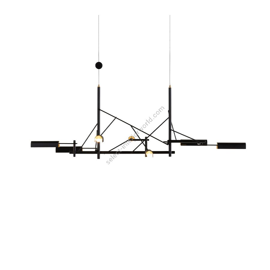 Suspension lamp / Black finish / 7 led lights (cm.: 29 x 83 x 41 / inch.: 11.4" x 32.7" x 16.1")