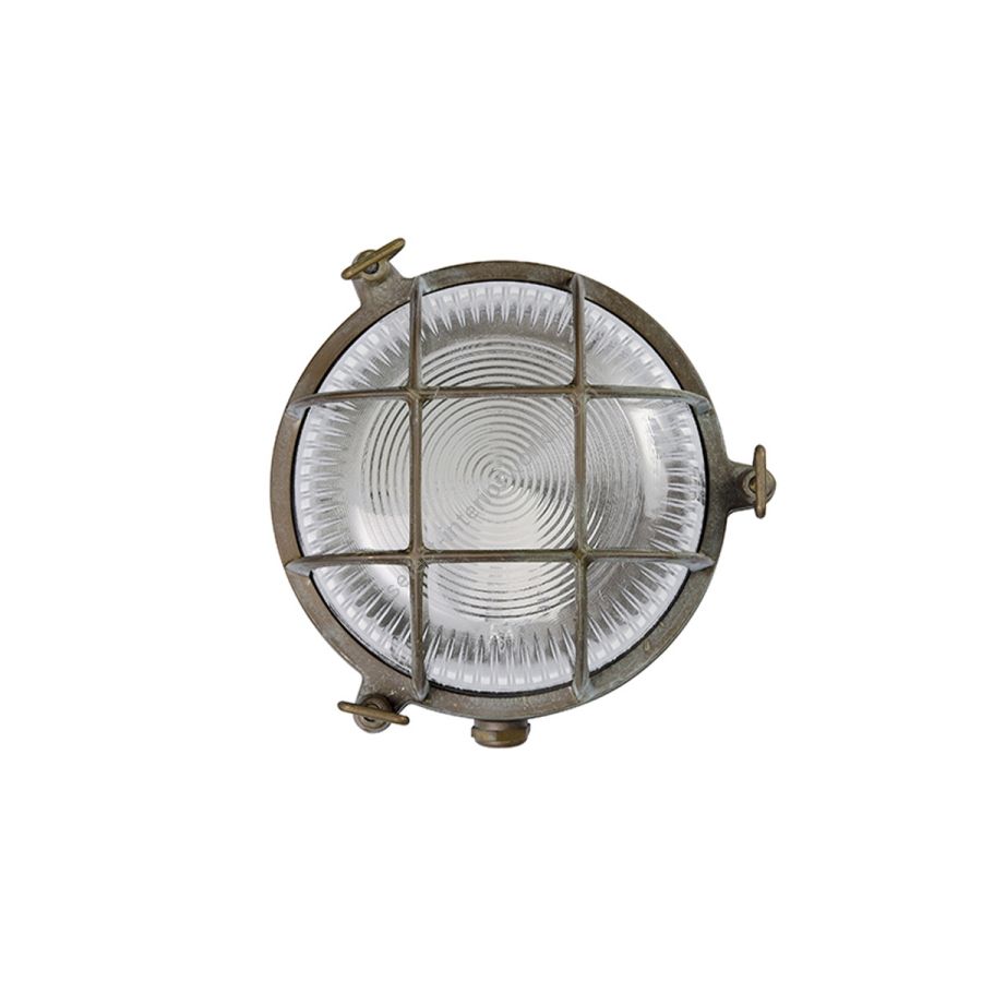 Round Sea & Industrial Wall Lamp / Aged brass finish / Transparent glass