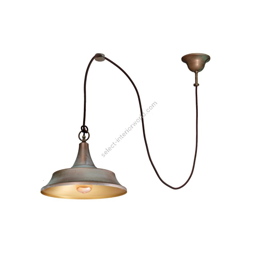 Light indoor pendant lamp / Aged brass copper-coloured with brass polished inside
