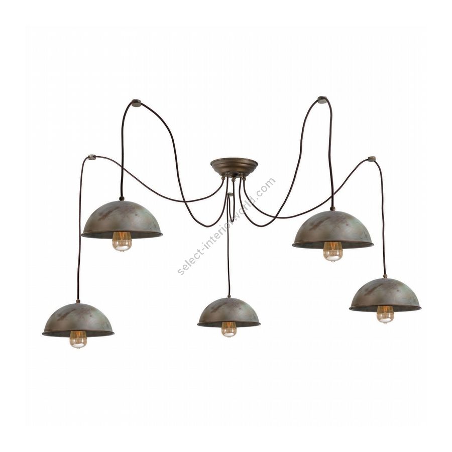 Aged brass copper-coloured finish; 5 lights