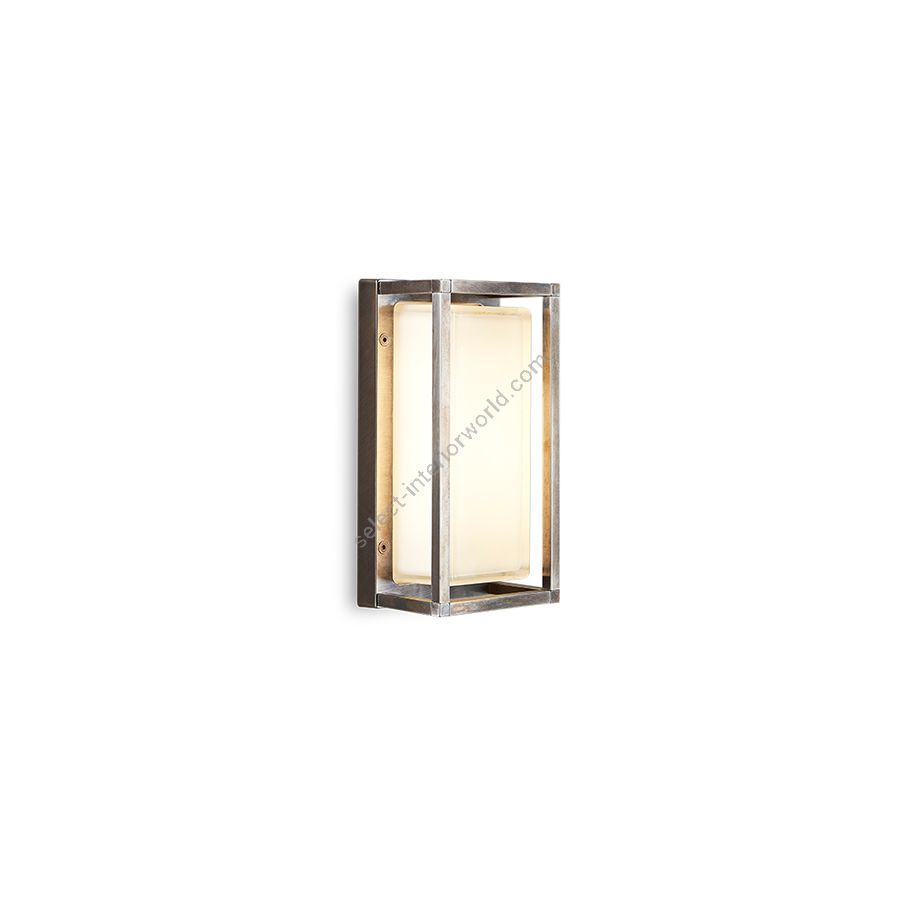 Outdoor rectangular wall lamp / Old nickel finish / Opal glass
