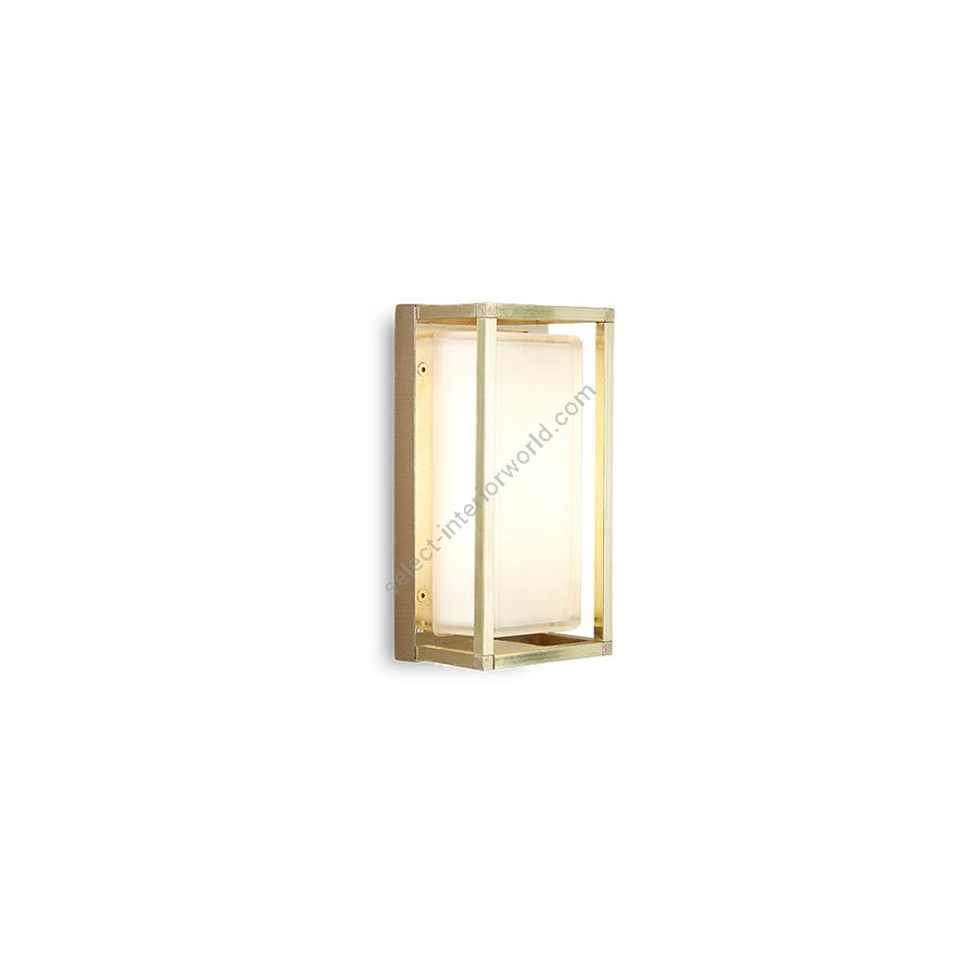 Outdoor rectangular wall lamp / Natural brass finish / Opal glass