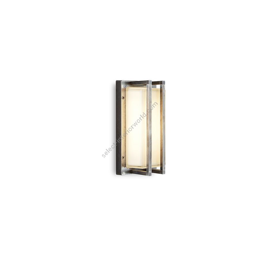 Outdoor rectangular wall lamp / Old nickel finish / Opal glass