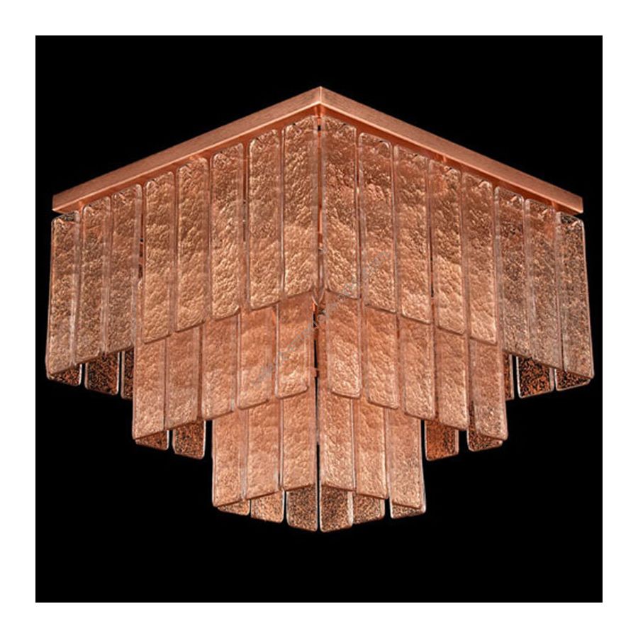Brushed Copper Finish / Copper Glass / 7 lights (cm.: 40 x 50 x 50 / inch.: 15.75" x 19.69" x 19.69")
