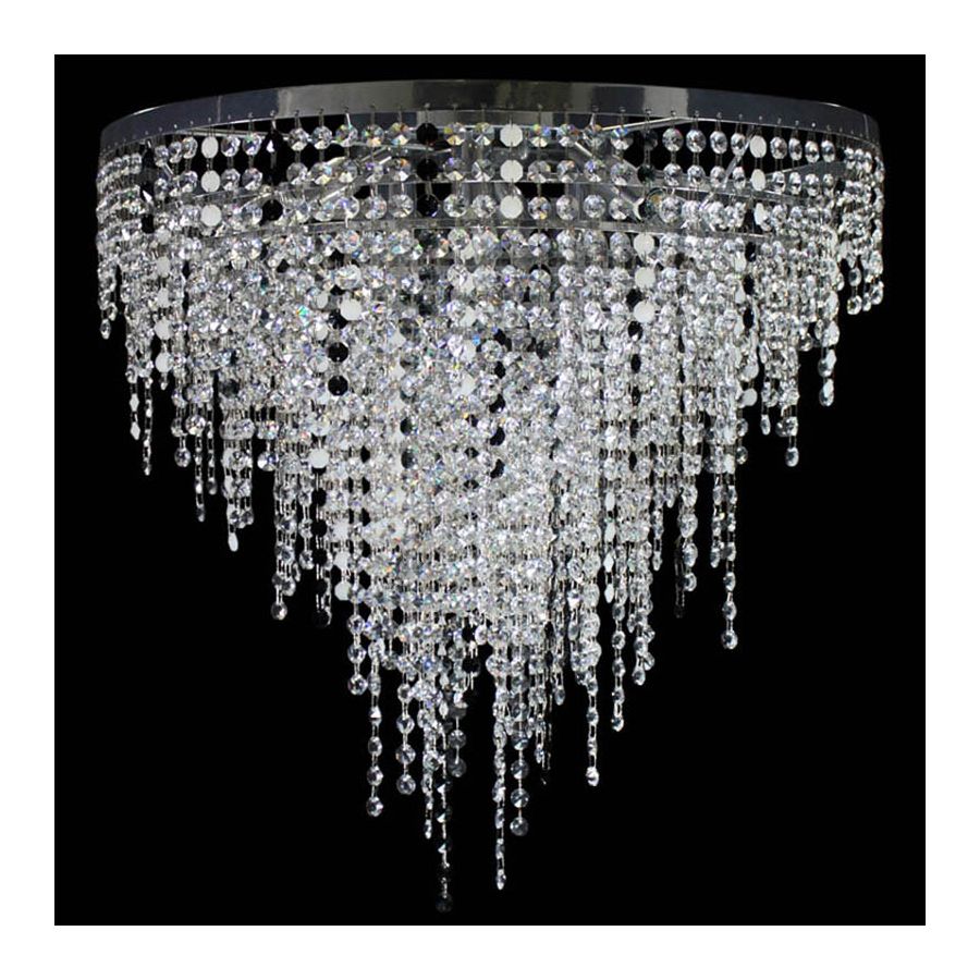 Chrome Finish / Cut Crystals and Coloured details / 6 lights (cm.: 60 x 60 x 60 / inch.: 23.62" x 23.62" x 23.62")