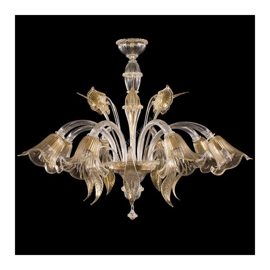 Clear with Gold Glass / 8 lights (cm.: 90 x 100 x 100 / inch.: 35.43" x 39.37" x 39.37")