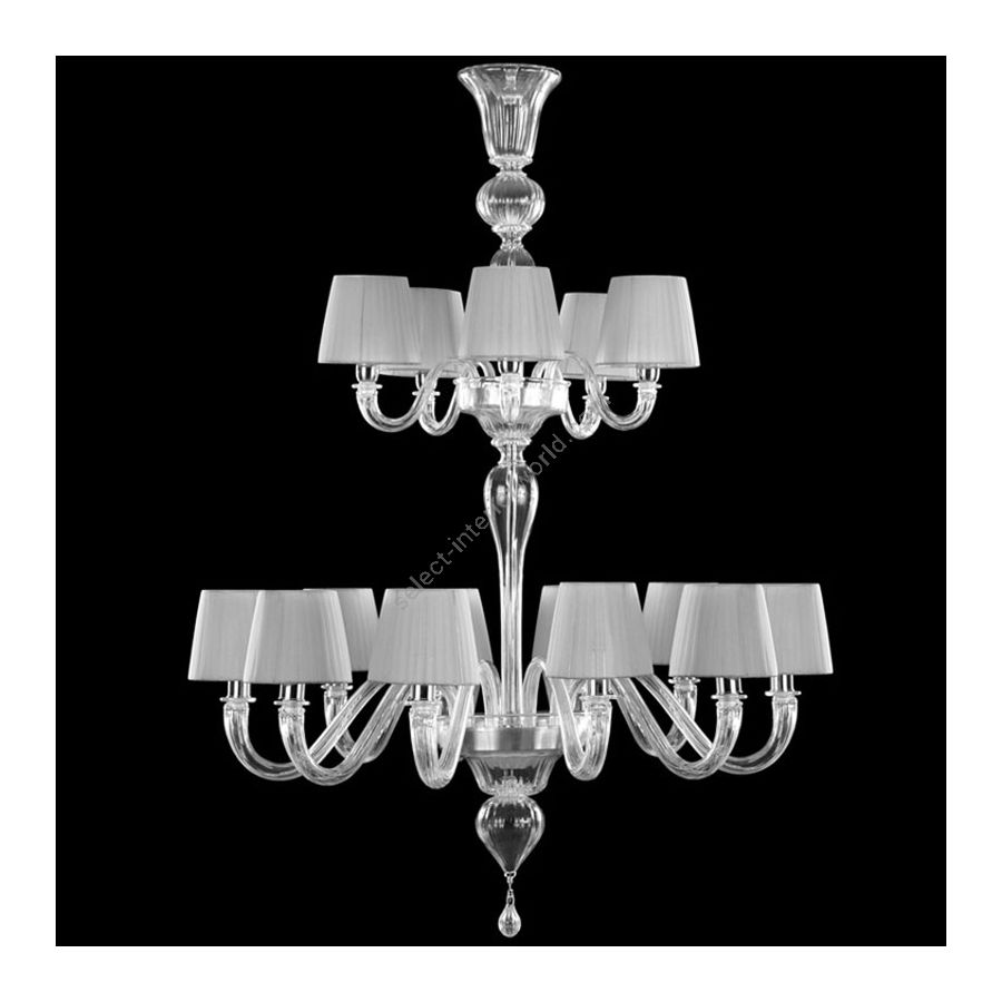 Nickel Finish / Clear Glass / Light Gray Lampshades