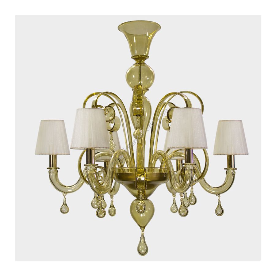 Straw Glass / Ivory Lampshades / 6 lights