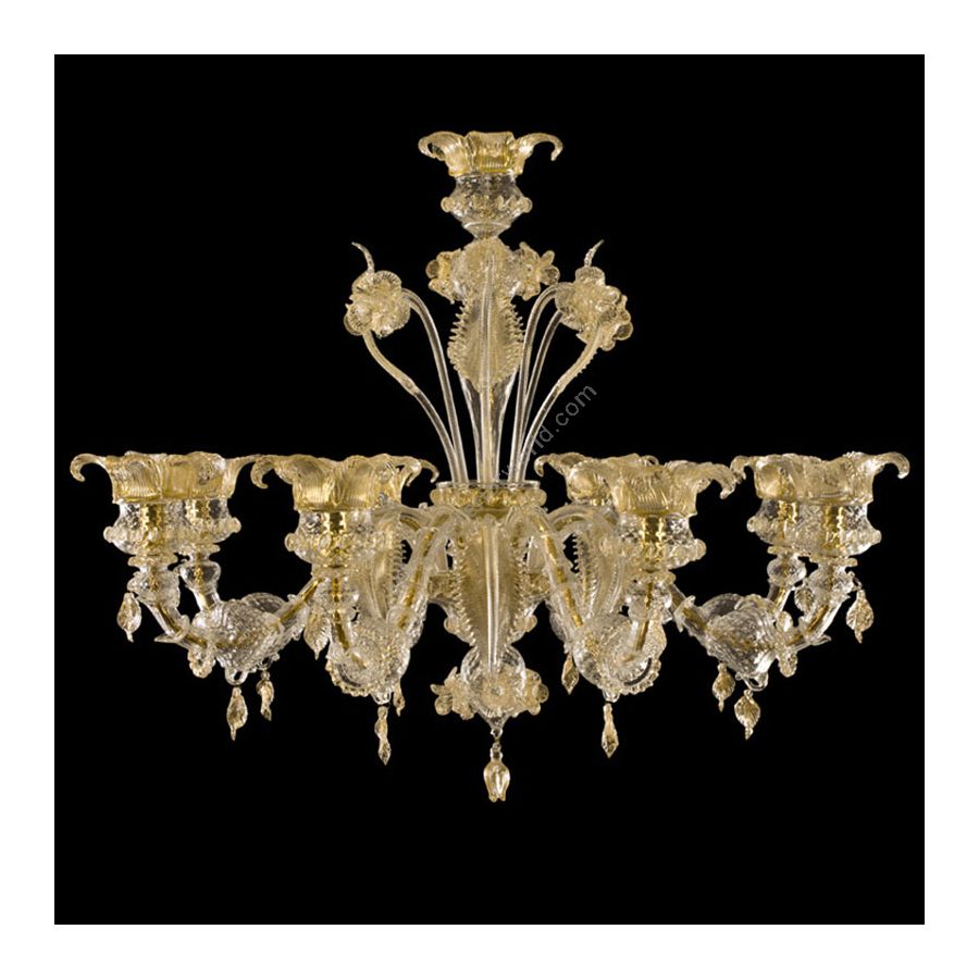 Clear with Gold Glass / 8 lights (cm.: 90 x 110 x 110 / inch.: 35.43" x 43.30" x 43.30")