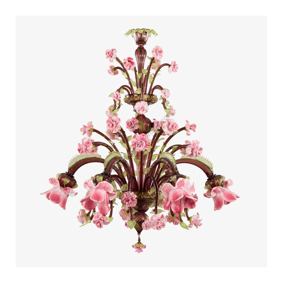 Amethyst, Green, Rose and Vitreous paste Glass / 6 lights (cm.: 95 x 90 x 90 / inch.: 37.40" x 35.43" x 35.43")