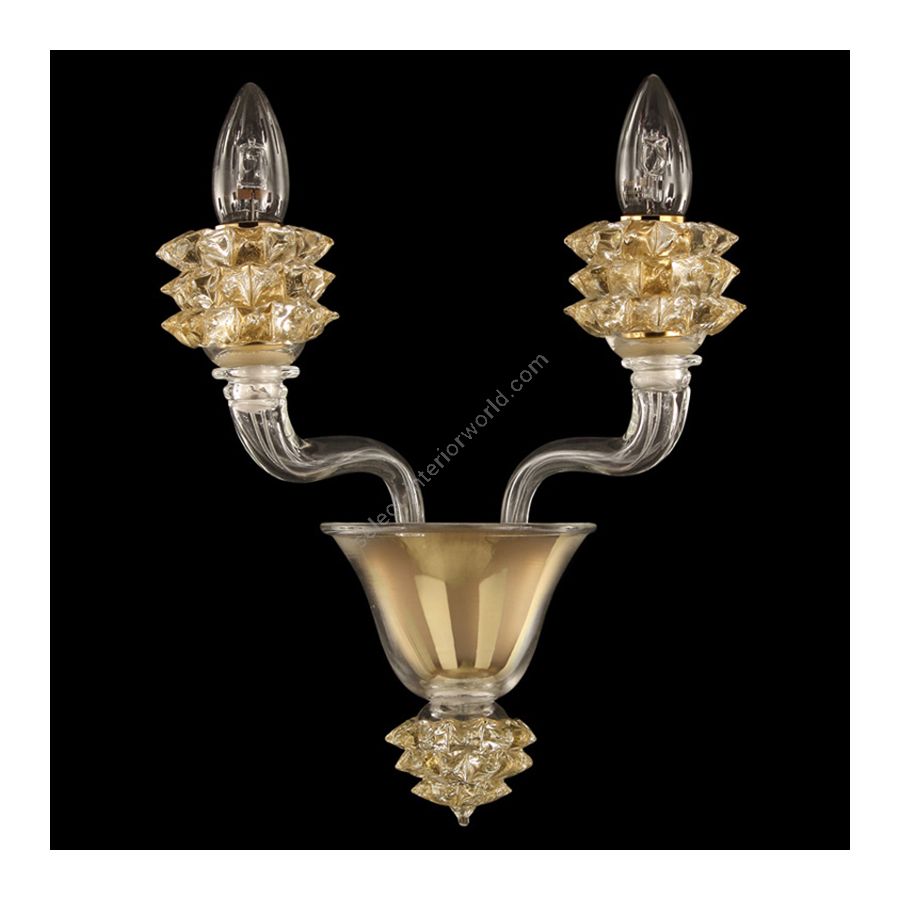 Clear and Gold Glass / 2 lights (cm.: 35 x 25 x 35 / inch.: 13.77" x 9.84" x 13.77")