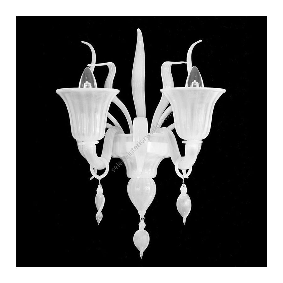 White Silk Glass / 2 lights (cm.: 40 x 35 x 30 / inch.: 15.75" x 13.78" x 11.81")