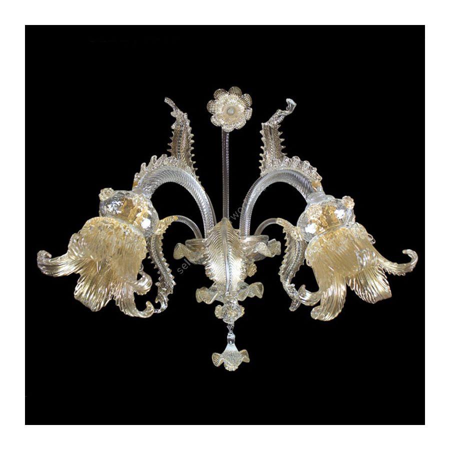 Clear with Gold Glass / 2 lights (cm.: 40 x 40 x 30 / inch.: 15.75" x 15.75" x 11.81")