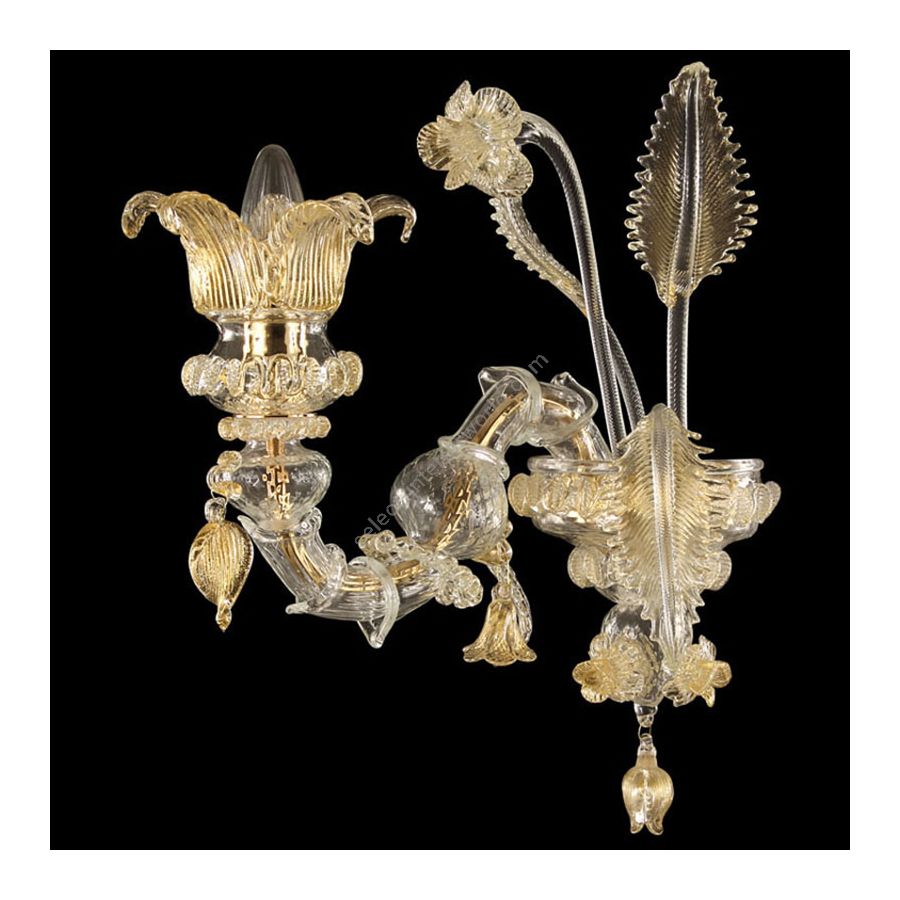 Clear with Gold Glass / 1 light (cm.: 40 x 25 x 40 / inch.: 15.75" x 9.84" x 15.75")